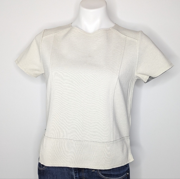 Banana Republic Off White Short Sleeve Structured Top S - Picture 1 of 7